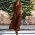 thumbnail image 5 of Sheghy Summer Sets Cotton Women Loose Pocket Solid Sleeveless Vest V-Neck Button Top & Pants 2 Piece Outfit, 5 of 7