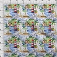 thumbnail image 4 of oneOone Cotton Cambric Blue Fabric Ocean Lighthouse Diy Clothing Quilting Fabric Print Fabric By Yard 42 Inch Wide, 4 of 6