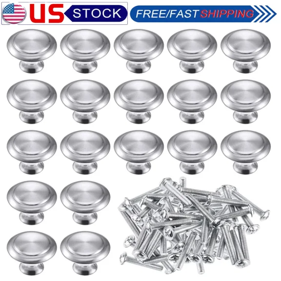 30 Pack Modern Kitchen Cabinet Door Handles Drawer Pulls Knobs Cupboard Silver