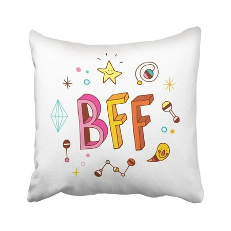 ARTJIA Doodle Bff Best Friends Forever Friendship Teen Childhood School Symbol Buddy Fun Pillowcase Throw Pillow Cover Case 18x18