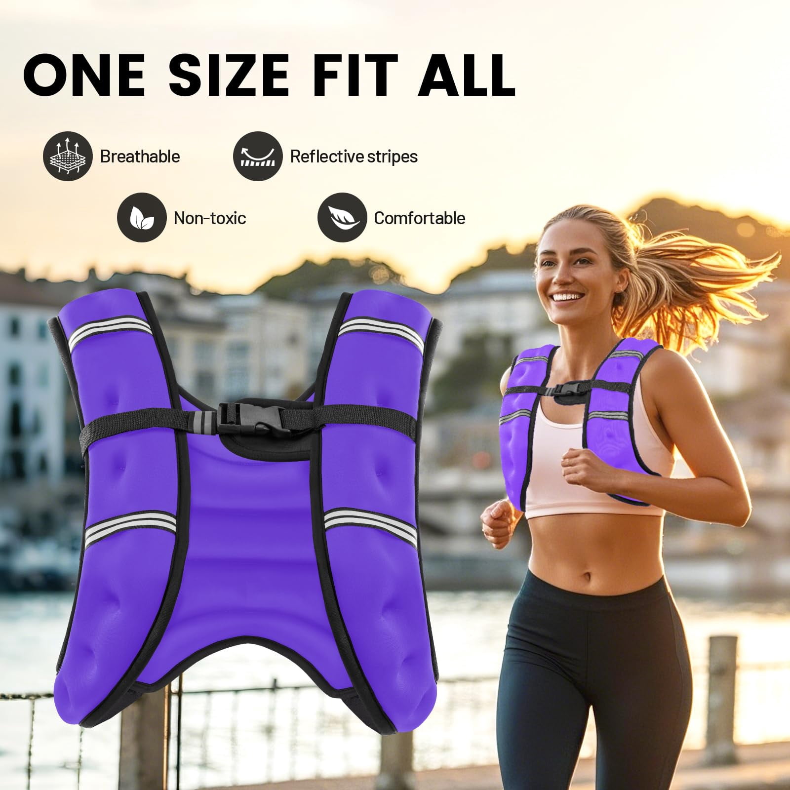 Purple 8 Lbs Weighted Vest for Walking Running Jogging Strength Training