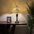thumbnail image 2 of Tiffany Table Lamp Gold Stained Glass Baroque Style Lavender Pull Chain Switches For Bedroom Living Room 12"W*12"D*22"H, 2 of 6