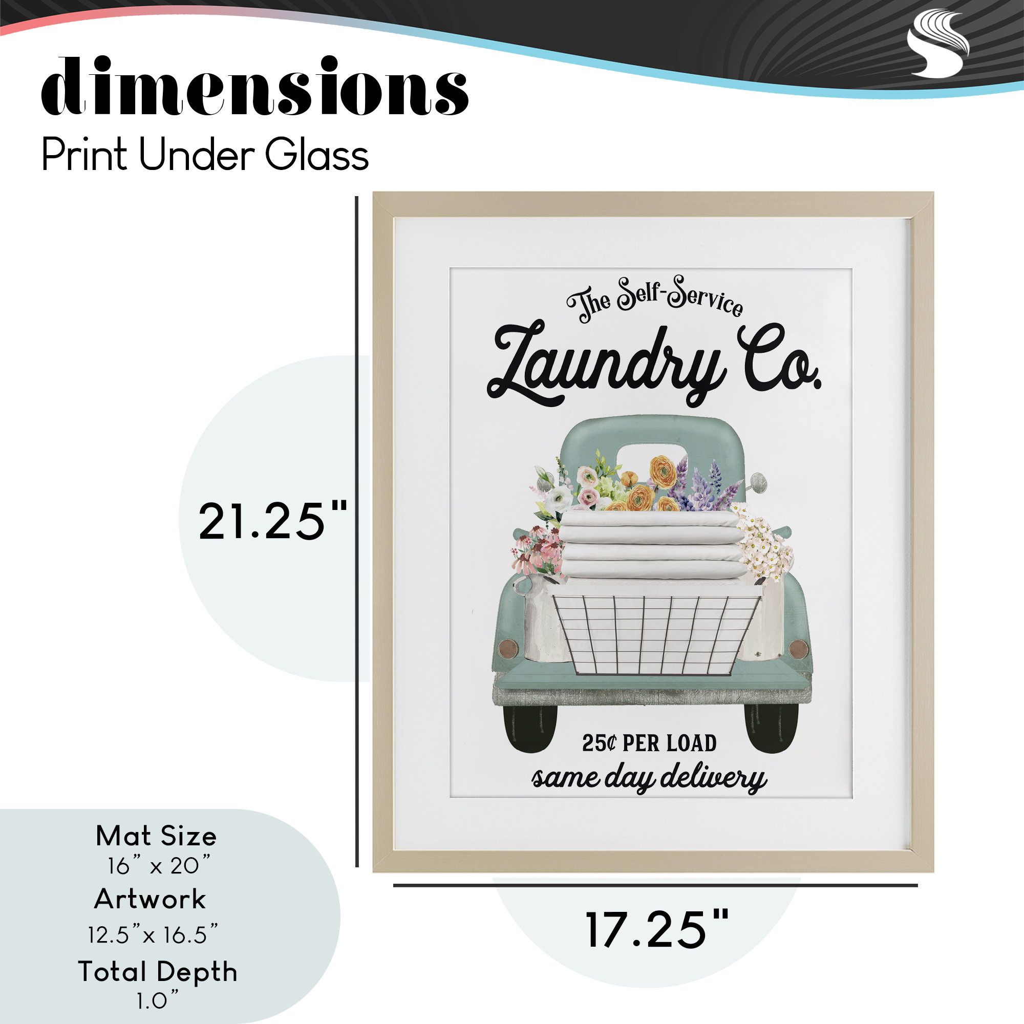 Laundry Delivery Truck Birch Framed Print Under Glass, design by Lettered and Lined