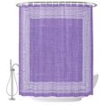 thumbnail image 2 of Purple Geometric Shower Curtains for Bathroom, White Greek Key Design Burlap Modern Art Waterproof Fabric Shower Curtain, Decorative Bathroom Curtain for Bathtub, 72"x78" , No Hooks Included, 2 of 9