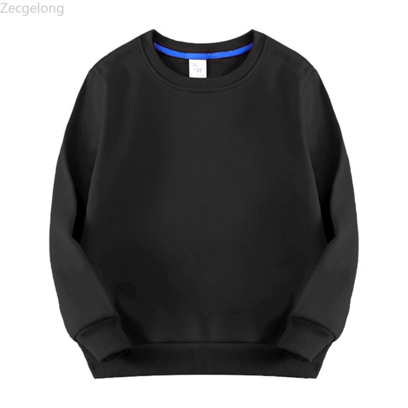 Zecgelong Toddler Kids Baby Boys Girls Crewneck Pullover Thicked Lined Sweatshirt Children's Solid Babies Colorful Tops Coat Black,Size 18-24 Months