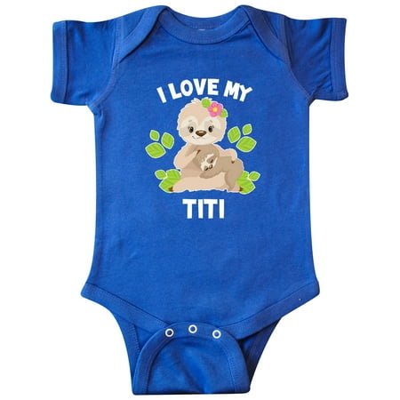 

Inktastic Cute Sloth I Love My Titi with Green Leaves Gift Baby Boy or Baby Girl Bodysuit