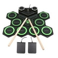 thumbnail image 3 of Juego de batería electrónica, batería Digital que incluye pedal y baquetas, juego de batería de mesa portátil para niños mayores de 3 años Verde, 3 of 9