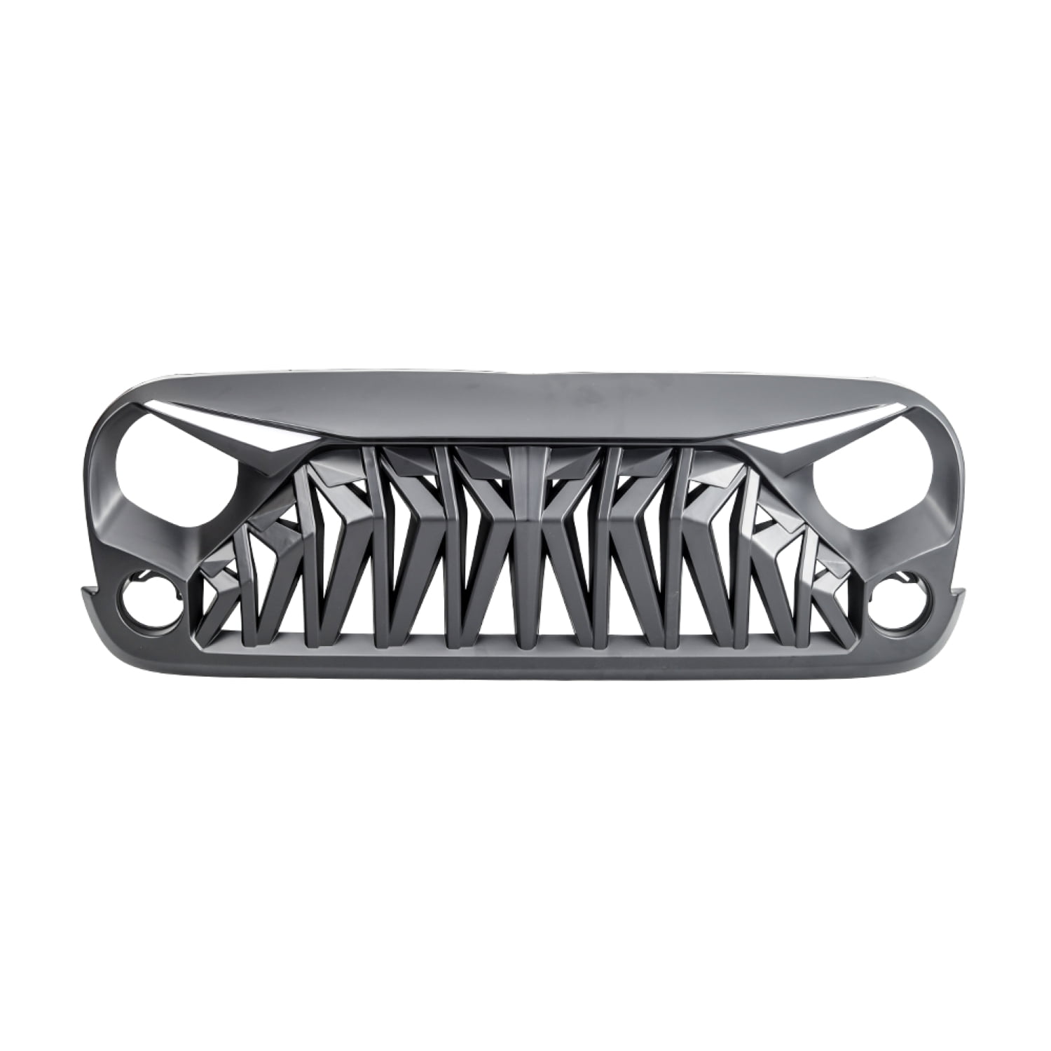 AMERICAN MODIFIED Front Shark Grille w/ LED Eyebrow DRL and Turn Signal Lights Matte Black For 2007-2018 Jeep Wrangler JK JKU