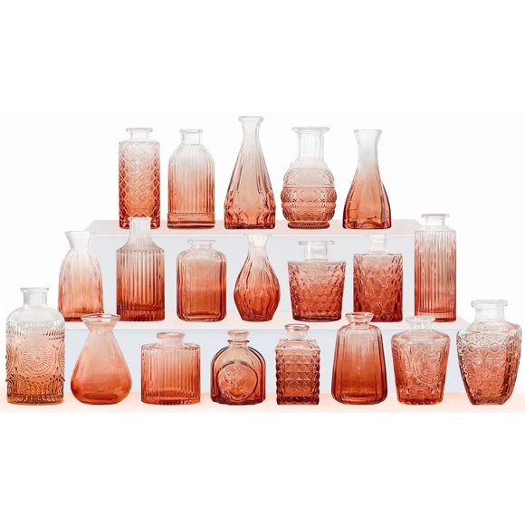Set de jarrones de cristal QLOFEI de cristal ámbar, 20 unidades, para flores