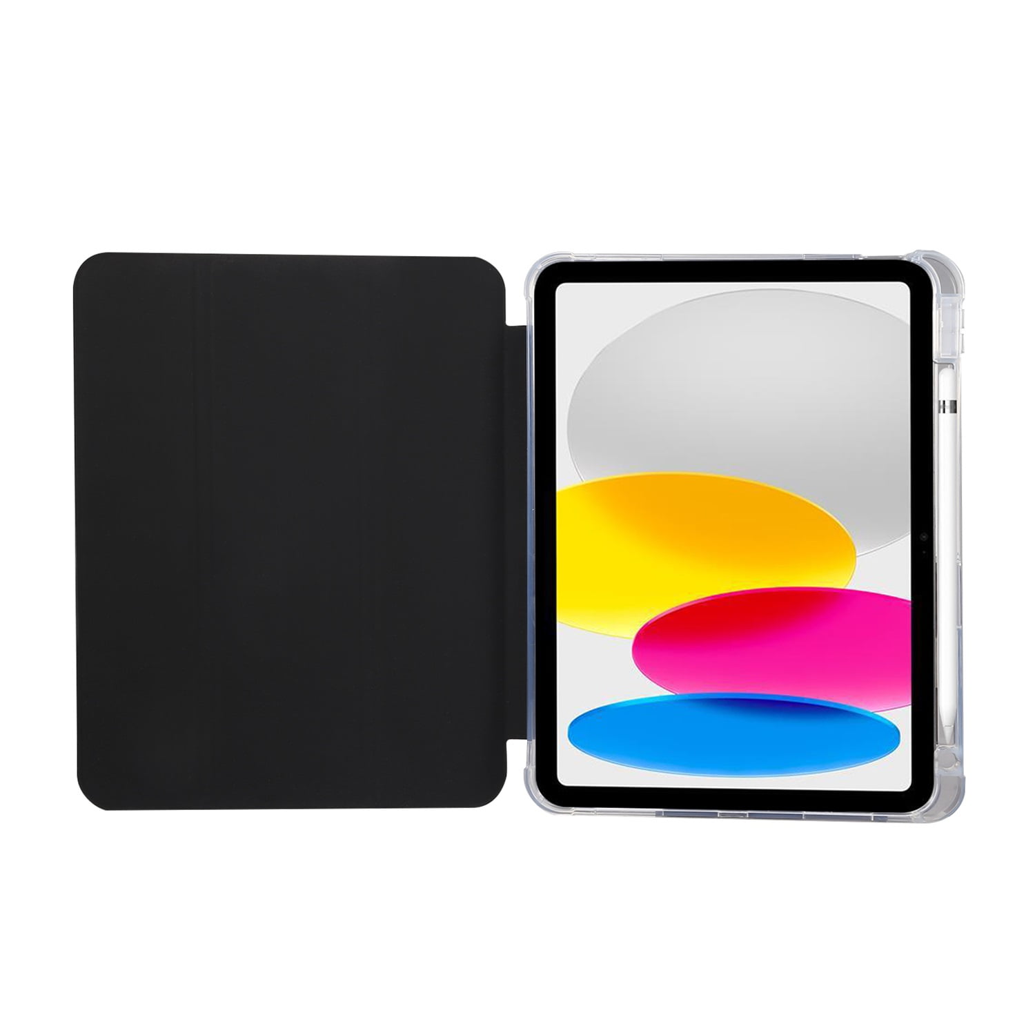 SaniMore for iPad 10th Generation 10.9" 2022 Case, Auto Sleep/Wake, Flexible TPU Case with Tri-Fold Kickstand & Pencil Holder Shockproof Protective Case for Women Men, Black