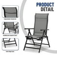 thumbnail image 5 of Set of 2 Folding Oversized Lounge Chairs XL Outdoor High Back Chair Camp Reclining Chair with Retractable Footrest for Poolside Backyard, Gray, 5 of 9