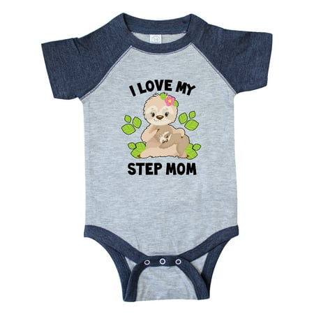 

Inktastic Cute Sloth I Love My Step Mom with Green Leaves Gift Baby Boy or Baby Girl Bodysuit