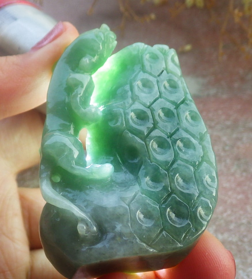 Green Natural A Jade jadeite Display Dragon Pi Xiu 698664 TN