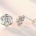 thumbnail image 5 of HOOUN Womens 925 Sterling Silver Crystal Swirl Stone Stud Earrings Jewellery Gift, 5 of 6