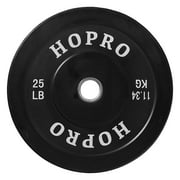 BalanceFrom HOPRO Olympic Bumper Plate Weight Plate with Steel Hub, Black, 25 lbs, Single