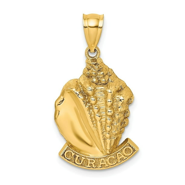 Jewelry 14k Gold Curacao Under Conch Shell 2 d Charm Jewelry Gifts for Women 3.7 Grams