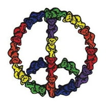 Grateful Dead Men's Bear Peace Sign Embroidered Patch Multi