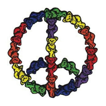 Grateful Dead Men's Bear Peace Sign Embroidered Patch Multi