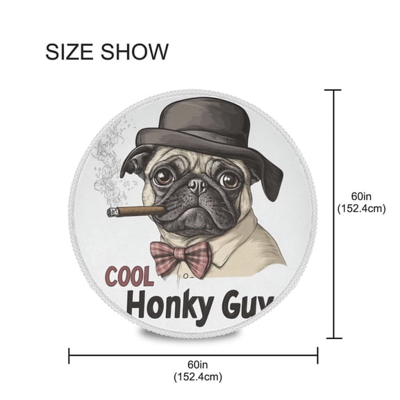 BZSMCE Round Tablecloth Midjourney_ffyy3_a_pug_dog_wearing_a_bow_tie_and_hat_smoking_a_cigar_with__1c3d9922-8055-455f-82d7-2 Pattern Tableclothes
