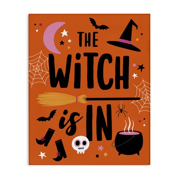 Stupell Industries Traditional Witch Is In Bold Cauldron Phrase Canvas Art, 24 x 30, by Nina Seven