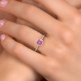 thumbnail image 4 of Gem Stone King 10K Yellow Gold Pink Created Sapphire and Lab Grown Diamond Engagement Ring for Women | 1.31 Cttw | Round 6MM | Gemstone September Birthstone | Size 6, 4 of 6