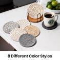 thumbnail image 5 of 8 Pcs Drink Coasters with Holder,8 Colors Absorbent Coasters for Drinks Minimalist Cup Coasters Cotton Coaster Set Woven Coasters for Coffee Table Home Decor Bar Housewarming Gift,4.3 Inch, 5 of 9