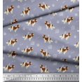 thumbnail image 3 of Soimoi Grey polyester Crepe Fabric Bird,Paw & Cocker Spaniel Dog Printed Fabric 1 Yard 42 Inch Wide, 3 of 3
