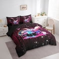 thumbnail image 2 of Castle Fairy Baseball Glove Bat Twin Bedding 7-Piece, Ice Cream Stripes Bedding Comforter Set, Pink Magenta,Black Reversible, 2 of 7