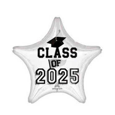 Class of 2025 White 18 Inch Foil Mylar Balloon [47637]
