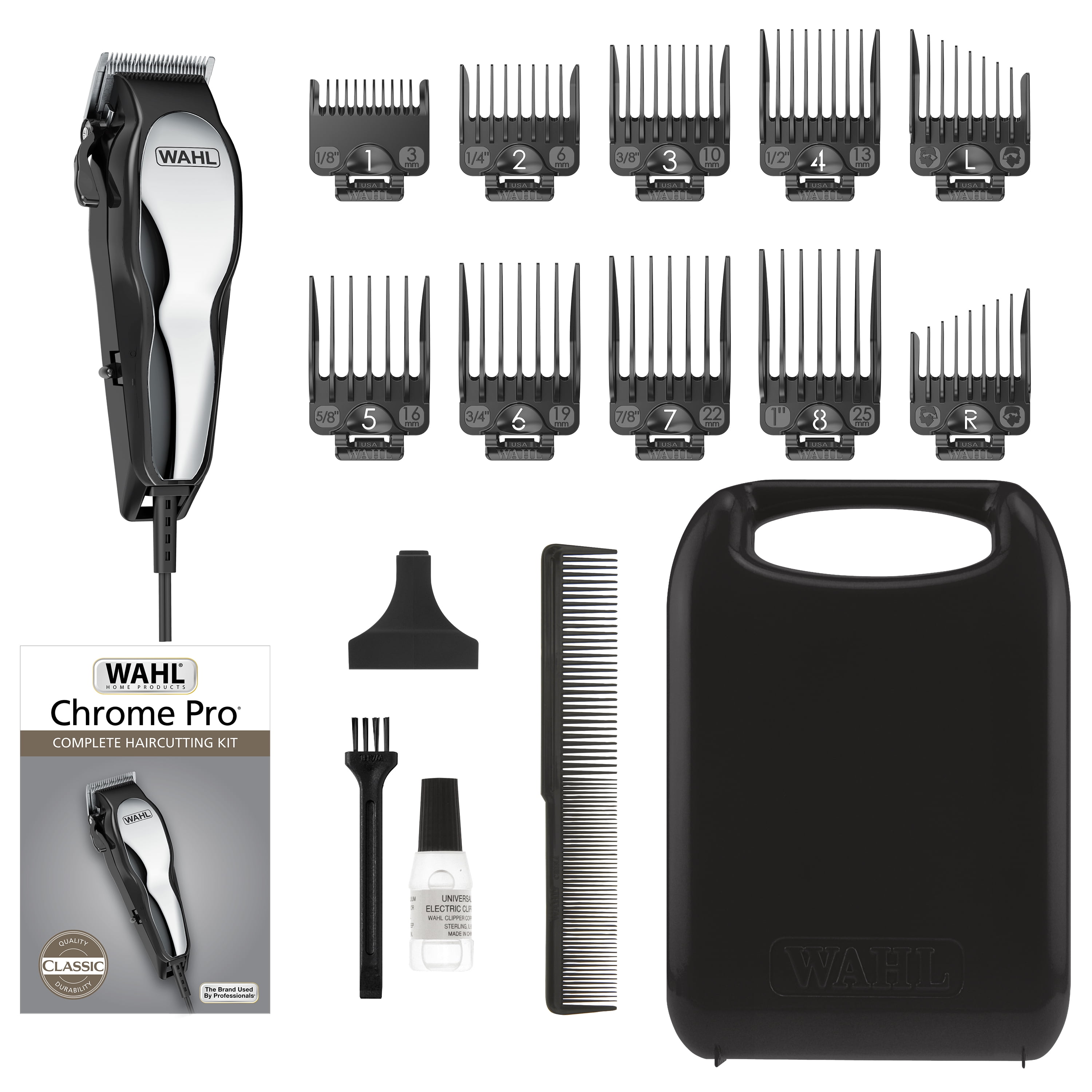 Mathis eksotisk Dræbte Wahl Chrome pro Haircutting Kit, Black/Chrome -79730T - Walmart.com