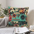 thumbnail image 6 of Fotbe Retro Pop Art Collage Pattern Velvet Decorative Throw Pillow Covers with Elegant Piping, Soft Plush Cushion Cover for Sofa, Bed, Car, Office-20"x20", 6 of 8