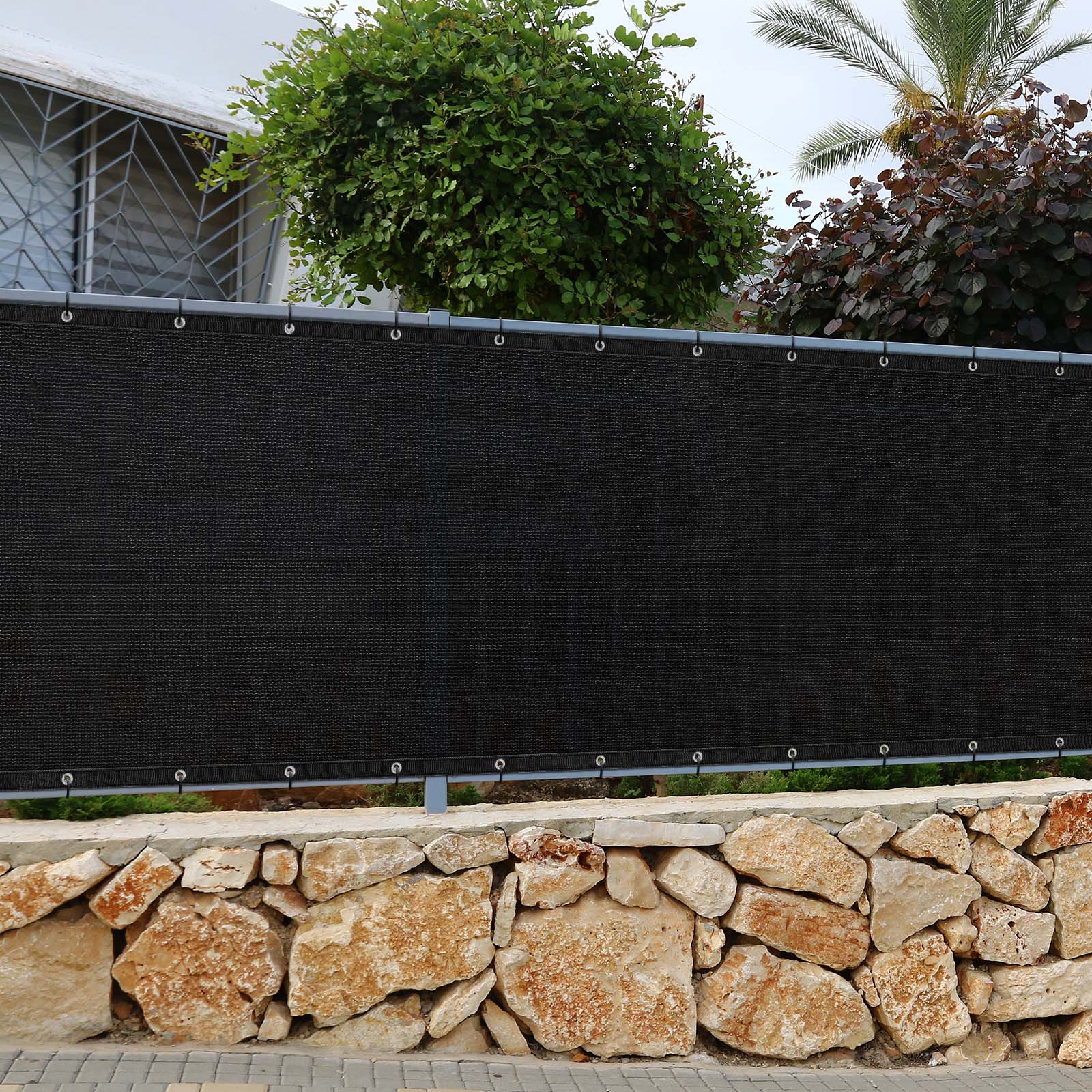 Oumilen 4 X 50 ft Woven Mesh Fence Black Outdoor Garden