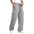 thumbnail image 4 of Men Wide Leg Baggy Cargo Sweatpants with Multi Pockets, 4 of 8