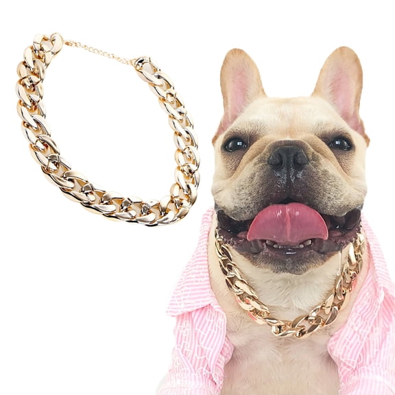 Gold Pet Accessories Hop Chains Kit for Dogs - Stylish Necklace and Leash Cuban Chain Set