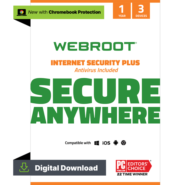 Webroot Internet Security Plus + Antivirus | 3 Device | 1 Year | PC Download