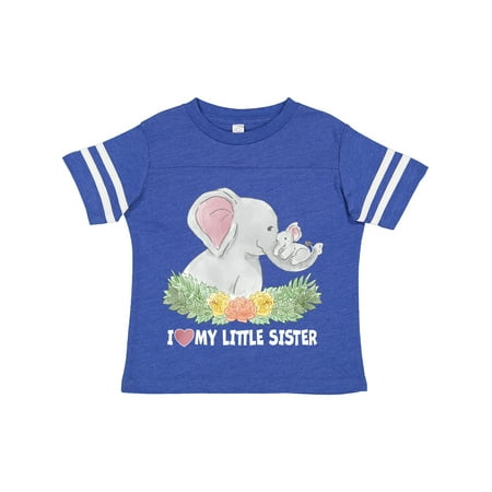 

Inktastic I Love My Little Sister Elephant Family with Flowers Gift Toddler Boy or Toddler Girl T-Shirt