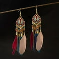 thumbnail image 2 of RSAMD Women Bohemian Boho Ethnic Rainbow Flower Feather Tassel Dangle Earrings Gift-4#, 2 of 5