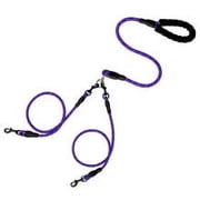 Dog Leash for Two Dogs with Padded Handle | Detachable Coupler Splitter | 360 Rotating Heavy Duty Clip | Reflective Nylon Rope for Walking Hiking Training