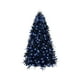 thumbnail image 1 of Árbol de Navidad azul y negro con luces flocadas, preiluminado, decorado con estrellas azules, árbol de Navidad artificial de 1,5 m, abeto real, pino navideño, decoración para interiores y exteriores, 1 of 4