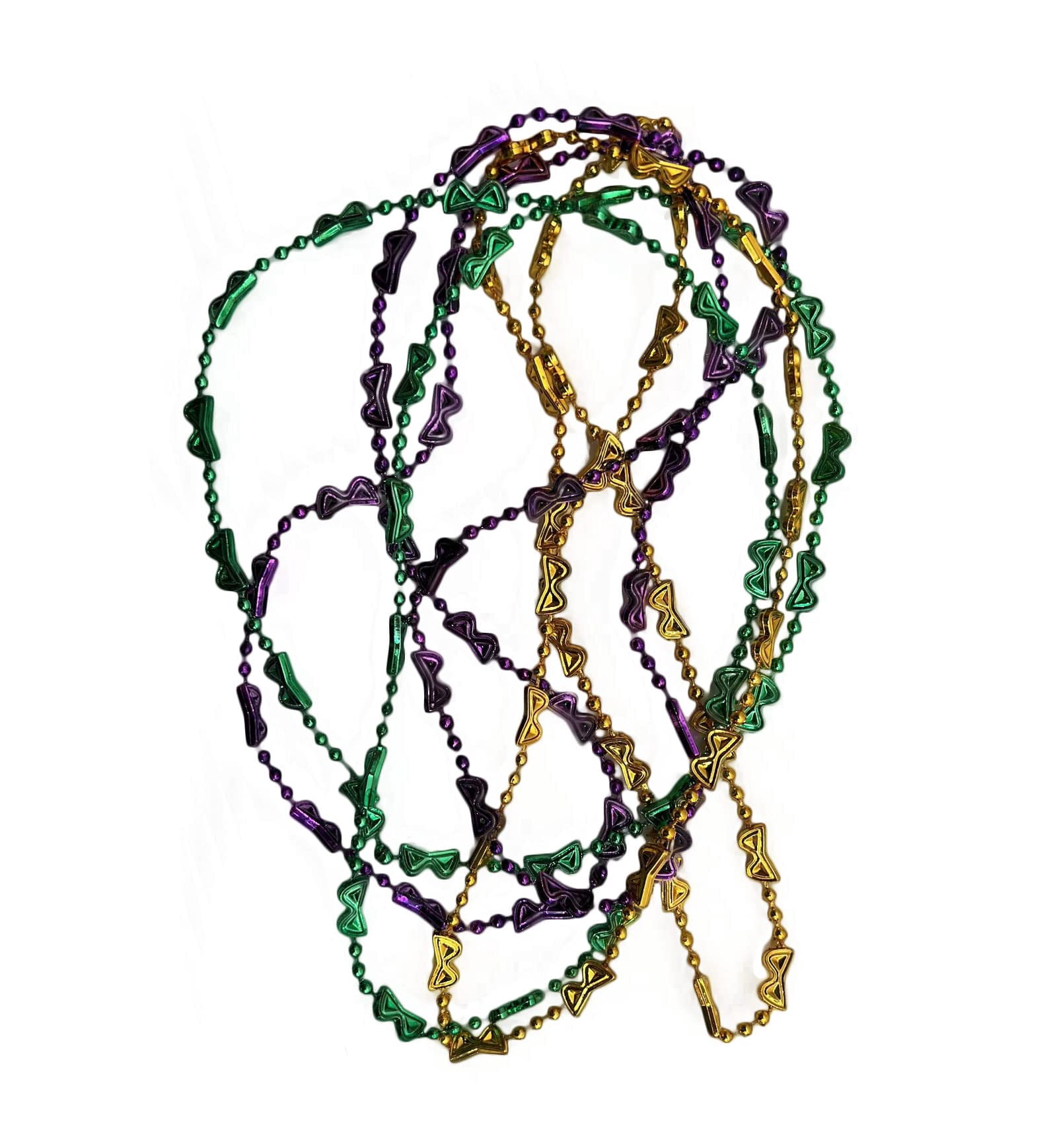 PMU Mardi Gras Mini Mask Beads Green, Gold & Purple 3-pc Assortment (12x6) 72 pc
