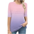 thumbnail image 7 of Sexlip Womens Short Sleeve Ombre Crew Neck T Shirt Breathable Fabric Lightweight Design Casual Silhouette for Vacation Looks Pink XXL, 7 of 7