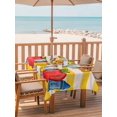 thumbnail image 2 of Outdoor Tablecloth with Umbrella Hole for Patio/Picnic/Party/Camping, Children's Day Waterproof Table Cloth Rectangle Table Cover Washable, Cartoon Pencil Watercolor Yellow Striped (60"x 120"), 2 of 8