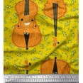 thumbnail image 1 of Soimoi Yellow Poly Georgette Fabric Notes & Violin Musical Instrument Fabric Prints By Yard 42 Inch Wide, 1 of 3