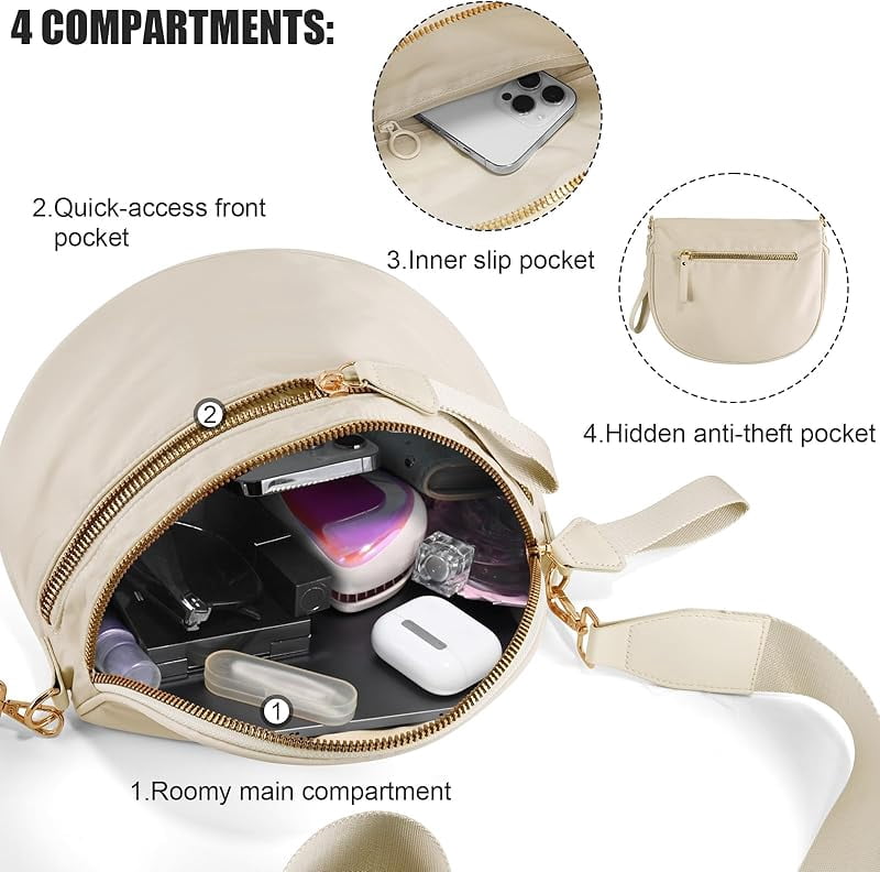Bum Bags Plus Size Fanny Pack Sling Bag Belt Bag for Women Travel, Checkered Nylon Crossbody Bags for Women