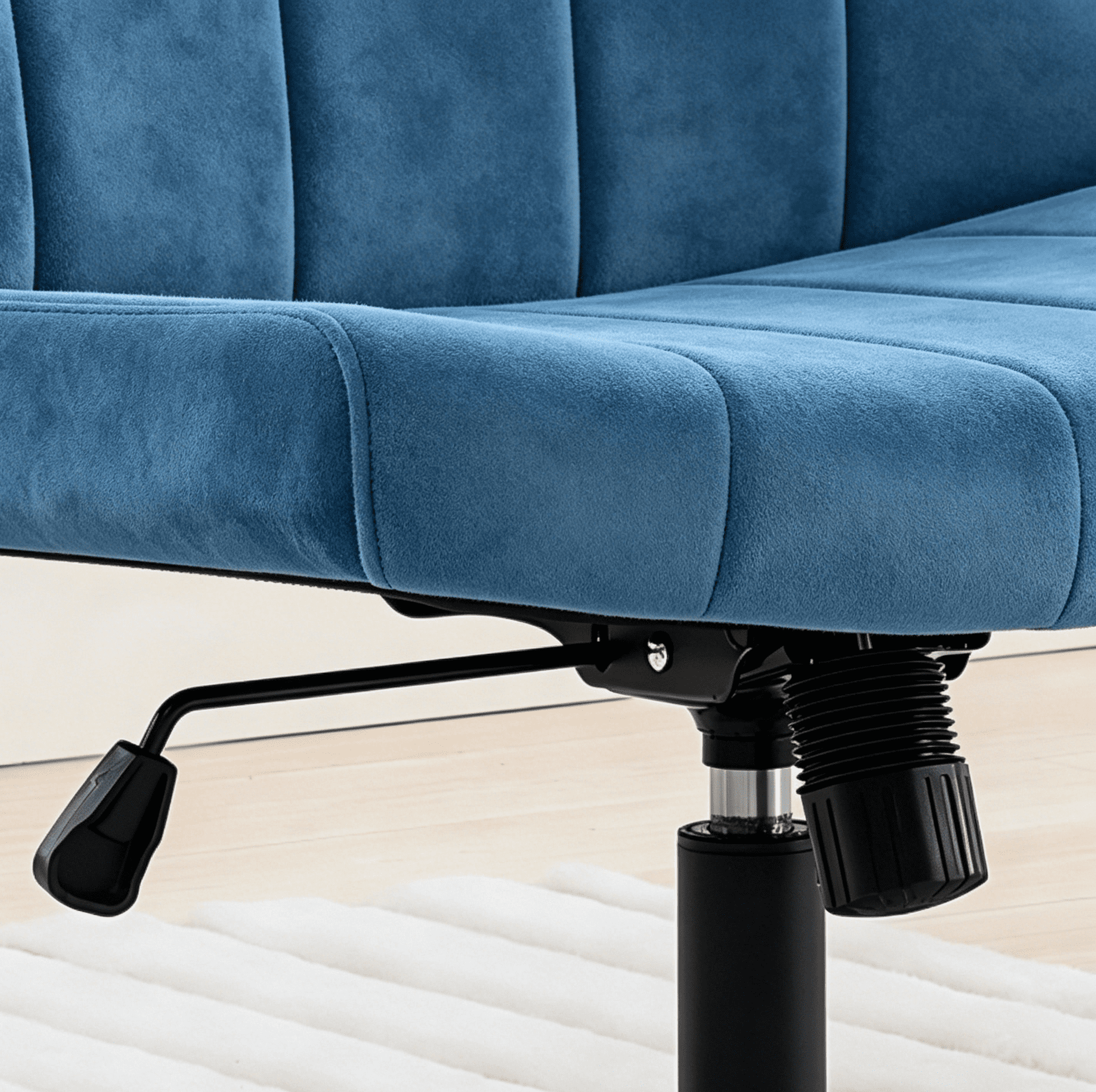 TMV Criss Cross Chair: Modern Armless Office Chair, Desk Chair, Vanity Chair, Computer Chair for Home and Office,Navy Blue