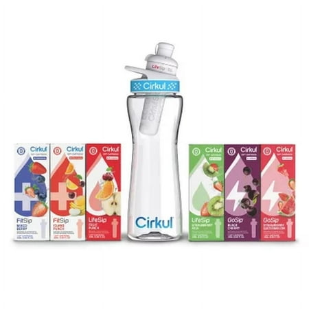 KEDUDES Cirkul 22 oz Plastic Water Bottle Starter Kit with Blue Lid