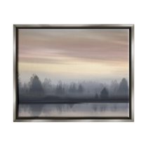 Stupell Industries Foggy Pond Reflection Nature Photography Gray Floater Framed Art Print Wall Art, 21 x 17
