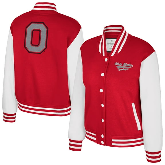 Women's Colosseum Scarlet Ohio State Buckeyes French Baguette Full Snap Fleece Jacket