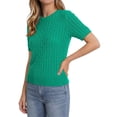 thumbnail image 4 of Sundazz Short Sleeve Sweater for Women Crew Neck Cable Knit Sweater Tops Dressy Cute Blouses,XS-XL, 4 of 8