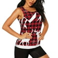 thumbnail image 2 of Bixox Women's Christmas Buffalo Plaid Printed Sleeveless Fitness Workout Running Quick-Dry Tank Top, 2 of 7